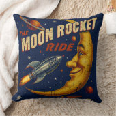Moon Rocket Ride Vintage Pillow クッション (ブランケット)