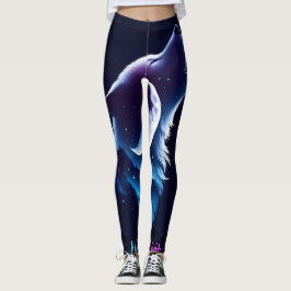 Moon Spirit - Wolf Design Leggings - Tights レギンス