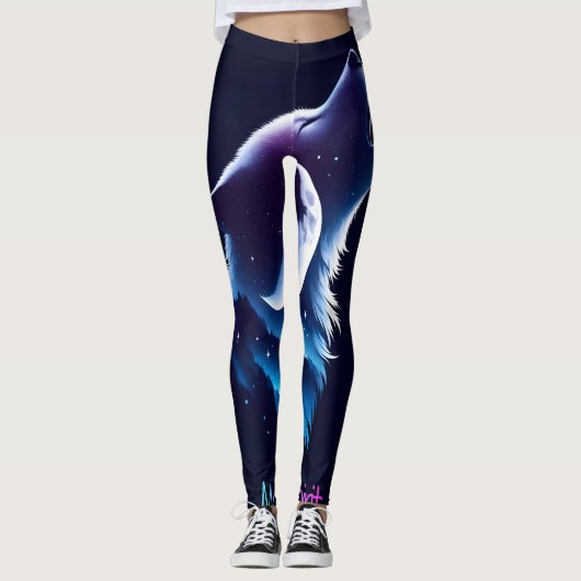 Moon Spirit - Wolf Design Leggings - Tights レギンス (正面)