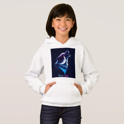 Moon Spirit - Wolf & Dream Catcher design hoody (正面フル)