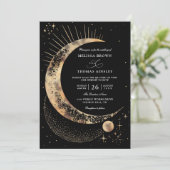 Moon Starry Night Boho Budget QR Code Wedding 招待状 (スタンド正面)