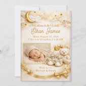 Moon Stars Baby Boy Announcement 招待状 (正面)