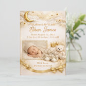 Moon Stars Baby Boy Announcement 招待状 (スタンド正面)