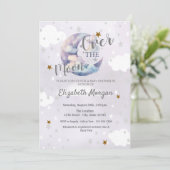 Moon Stars & Clouds Lavender Baby Shower  招待状 (スタンド正面)