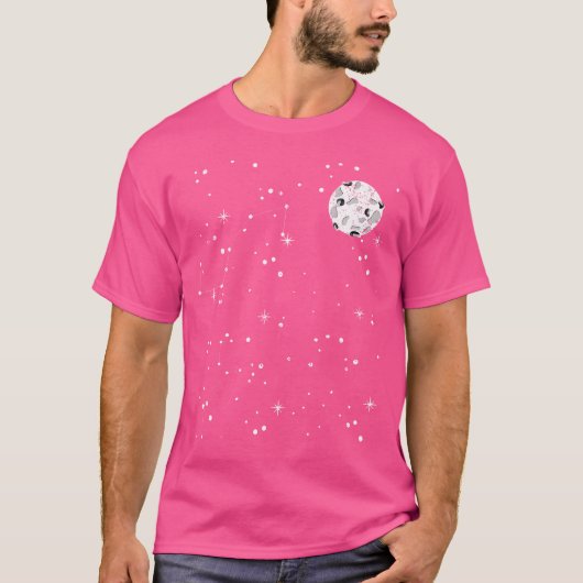 Moon Stars Galaxy Outer Space Celestial Bodies Ast Tシャツ (正面)
