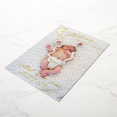 Moon & Stars Gold Foil Photo Birth Announcement 箔招待状 (回転した状態)