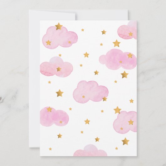 Moon & Stars Pink Virtual Baby Shower Inv 招待状 (裏面)