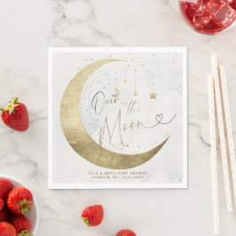 Moon Stars Planet Twinkle White Clouds Baby Shower スタンダードランチョンナプキン