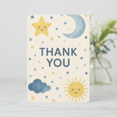 Moon, Stars & Sun Celestial Baby Shower Thank You 招待状 (スタンド正面)