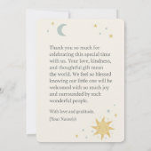 Moon, Stars & Sun Celestial Baby Shower Thank You 招待状 (裏面)