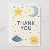 Moon, Stars & Sun Celestial Baby Shower Thank You 招待状 (正面)