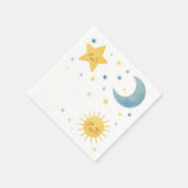 Moon, Stars, Sun & Cloud Celestial Baby Shower スタンダードカクテルナプキン (角)