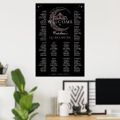 Moon Stars Tiara Black Quinceañera Seating Chart ポスター (ホームオフィス)