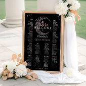 Moon Stars Tiara Black Quinceañera Seating Chart ポスター