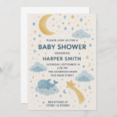 Moon, Stars & Whimsical Sky Celestial Baby Shower 招待状 (正面/裏面)