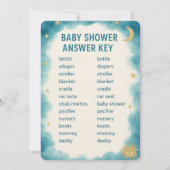 Moon, Stars & Whimsical Word Scramble Baby Shower 招待状 (裏面)