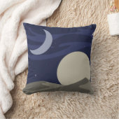Moon & Sun Night over Desert Dunes Throw Pillow クッション (ブランケット)
