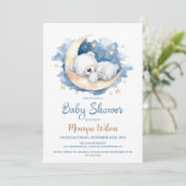Moon Teddy Bear Baby Shower Invitation 招待状 (スタンド正面)