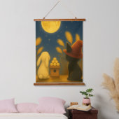 Moon Viewing Night – Black Cat and Rabbit under th 吊り下げ型タペストリー (寝室)