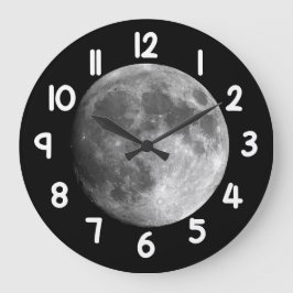 Moon Wall Clock – Black Night Sky Space Home Decor ラージ壁時計