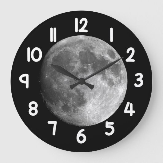 Moon Wall Clock – Black Night Sky Space Home Decor ラージ壁時計 (正面)
