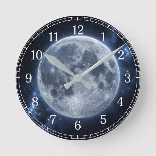 Moon Wall Clock — Space-Inspired Design ラウンド壁時計 (正面)