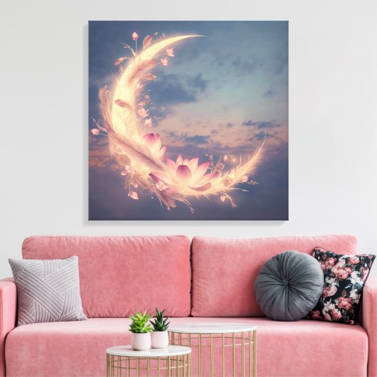 Moon Whisper Mandala Boho Wall Art キャンバスプリント (インサイチュ (リビング))