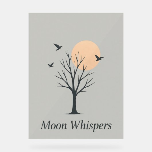 Moon Whispers – Serene Night Birds Poster  アクリルサイン (正面)