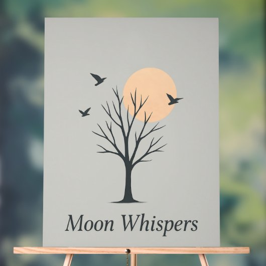 Moon Whispers – Serene Night Birds Poster  アクリルサイン (ニュートラル)