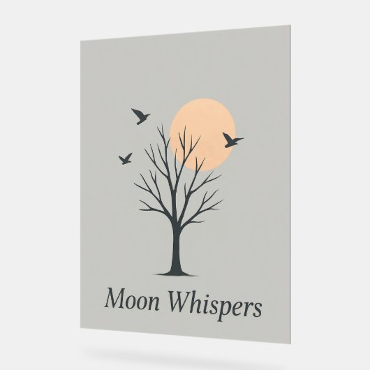 Moon Whispers – Serene Night Birds Poster  アクリルサイン (傾斜)