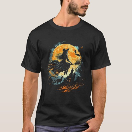 Moon Witch Witchcraft Halloween 2 Tシャツ (正面)
