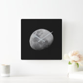 Moon with Black Sky | Zambia, South Luangwa スクエア壁時計 (ホーム)