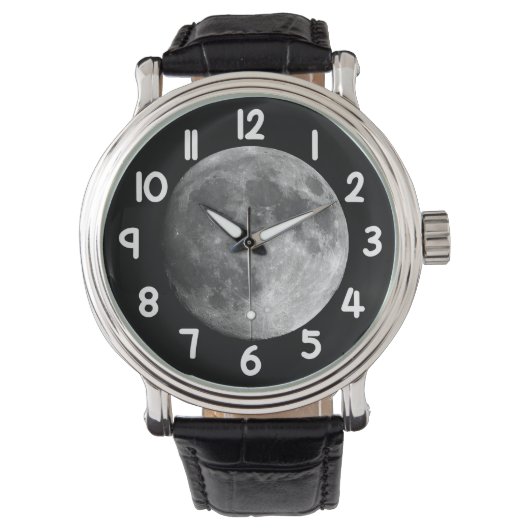 Moon Wrist Watch – Black Night Sky Space Timepiece 腕時計 (正面)