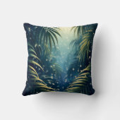Moonbeam painted palm leaves and fireflies クッション (裏面)