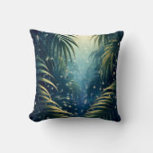 Moonbeam painted palm leaves and fireflies クッション (正面)