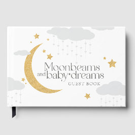 Moonbeams and baby dreams baby shower gold gray ゲストブック