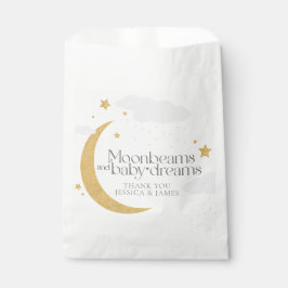Moonbeams and baby dreams baby shower gray gold フェイバーバッグ