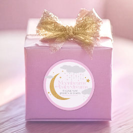 Moonbeams and baby dreams baby shower pink thanks ラウンドシール