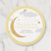 Moonbeams and baby dreams baby shower yellow フェイバータグ (正面)