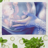 Moonborn -人魚およびベビー キッチンタオル (折り畳み)