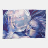 Moonborn -人魚およびベビー キッチンタオル (横)