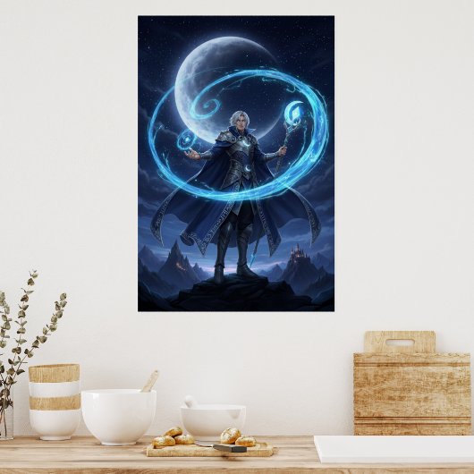 Moonbound Arcane Mage Poster Art ポスター (キッチン)