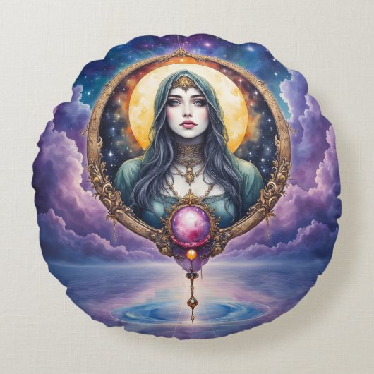 Moonbound Dreamkeeper – Guardian of the Night.   ラウンドクッション (正面)