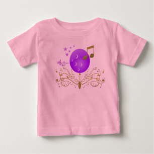 MoonDreams GoldGlitter Music Toddler PinkRuffleTee ベビーTシャツ