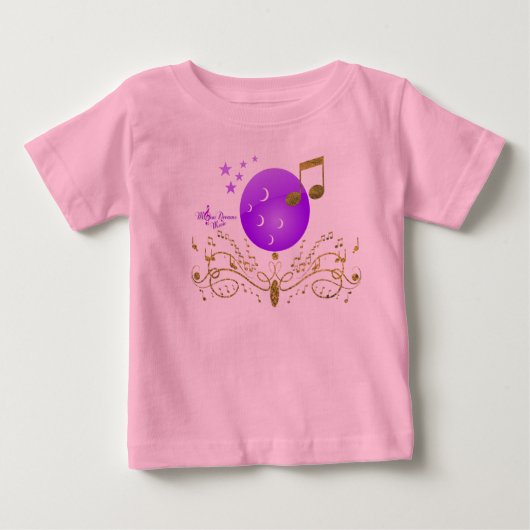 MoonDreams GoldGlitter Music Toddler PinkRuffleTee ベビーTシャツ (正面)
