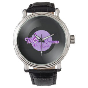 MoonDreams Music Record VintageBlack Leather Watch 腕時計