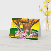 Moonlakeの誕生日パイ付きいとこかわいこちゃんカード カード (黄色い花)