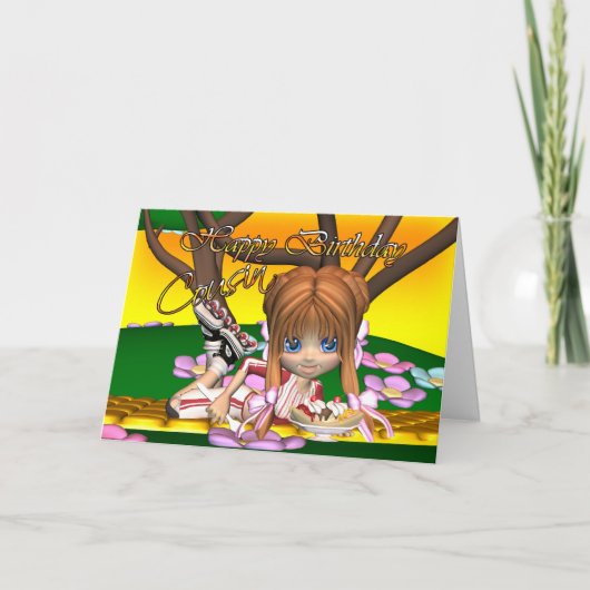 Moonlakeの誕生日パイ付きいとこかわいこちゃんカード カード (正面)