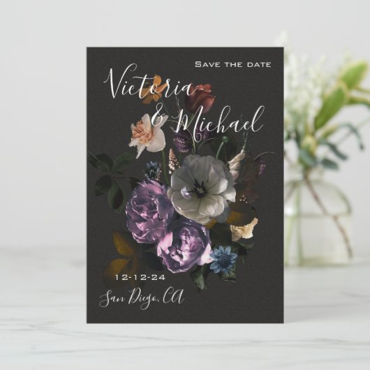 Moonlightフローラ保存日付結婚式招待状 招待状 (スタンド正面)