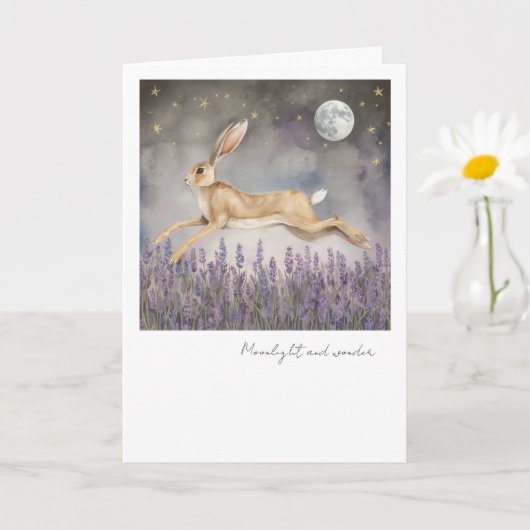 Moonlight and Wonder Rabbit greeting card カード (小さな植物)